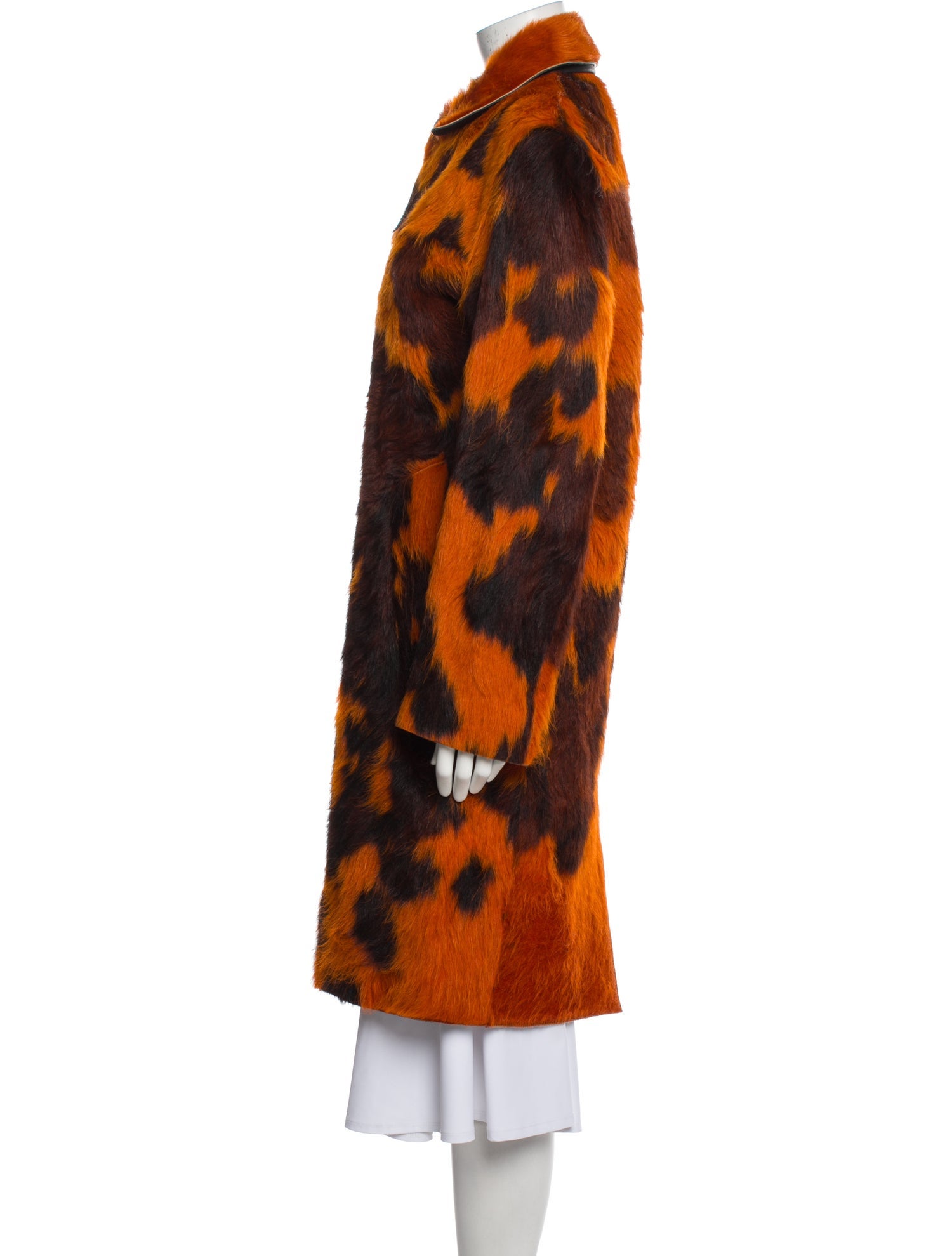 Acne Studios Leather Printed Faux Fur Coat